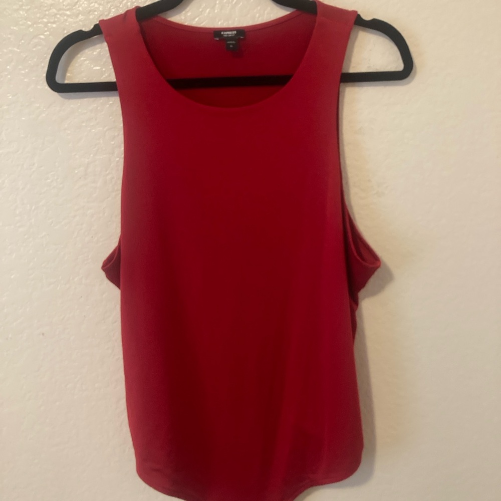 Express body contour red sleeveless body suit